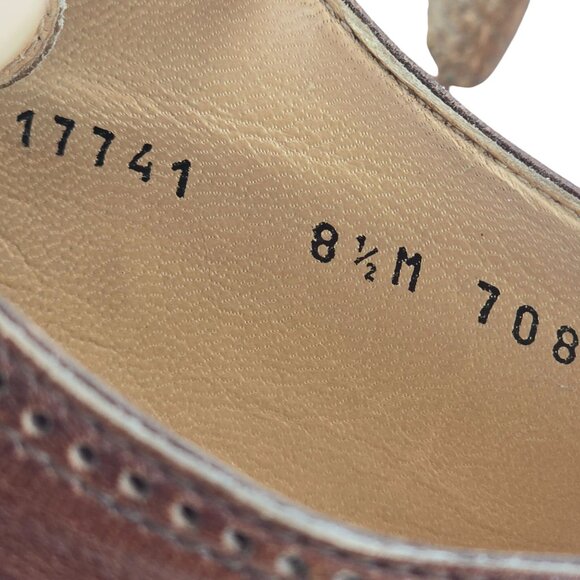 Gravati Italy Men 8.5 Burnished Brown Leather Dress Shoes Wingtip Brogue Oxfords - Picture 8 of 13